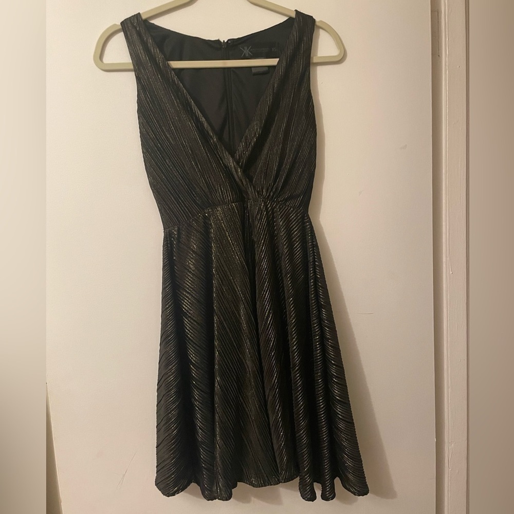 Kardashian Kollection Black and gold‎ shimmer mini A-line dress size XS